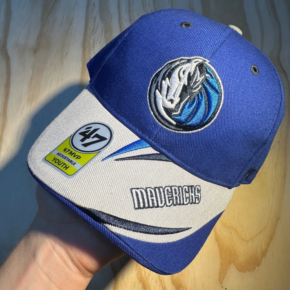47 Brand Dallas Mavericks NBA Youth Hat Blue White Adjustable MVP Cap K-BALOO05